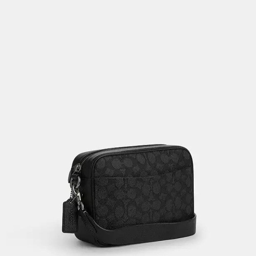NWT COACH MEN'S Warner Crossbody Bag Signature Canvas CW217 Charcoal/Black - Picture 9 of 9